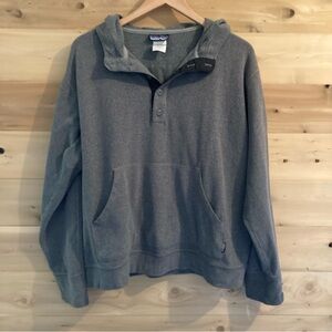 Patagonia grey hooded 3/4 button up sweatshirt